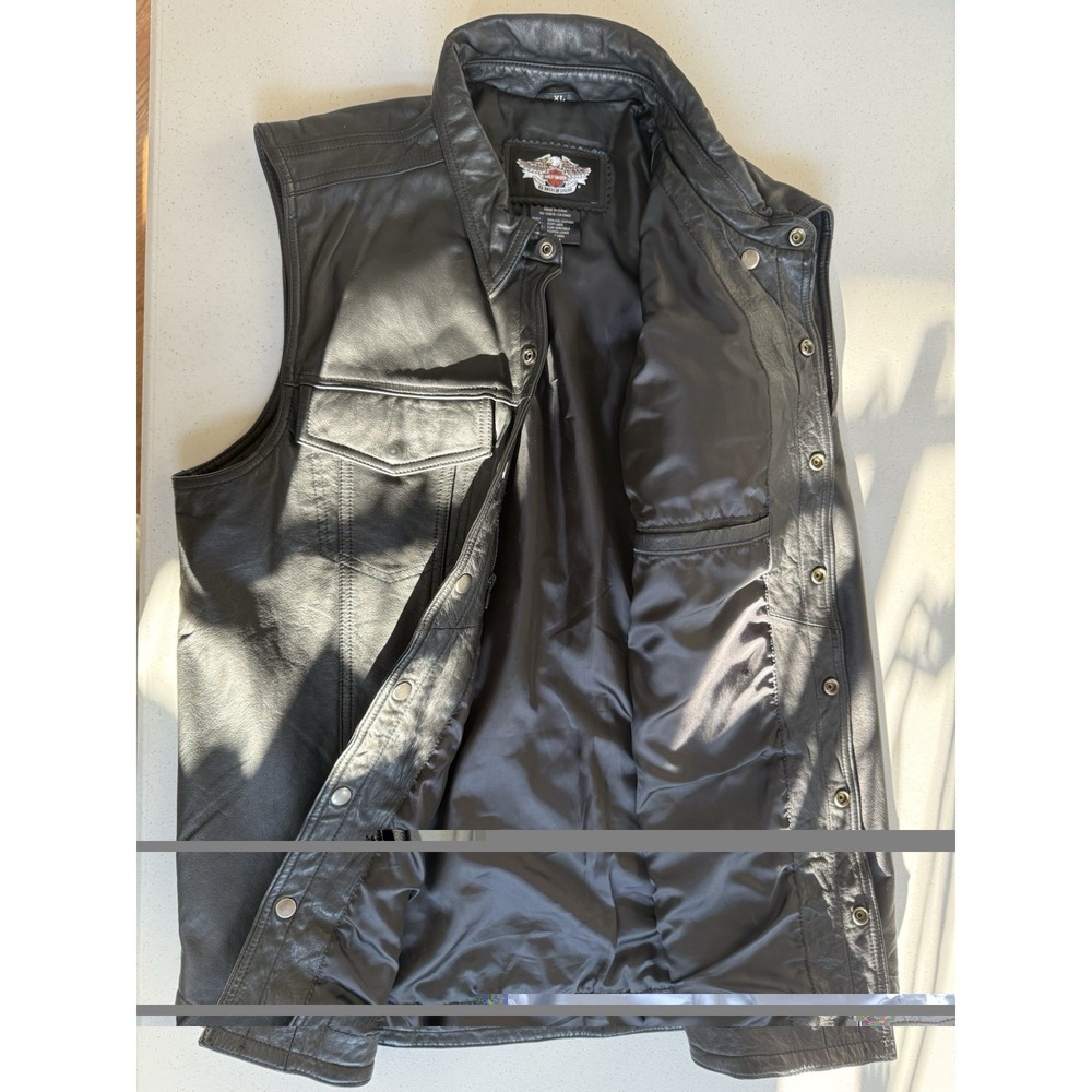Harley Davidson Men's Switchback Blade Skull Black Leather Jacket XL - Picture 9 of 13